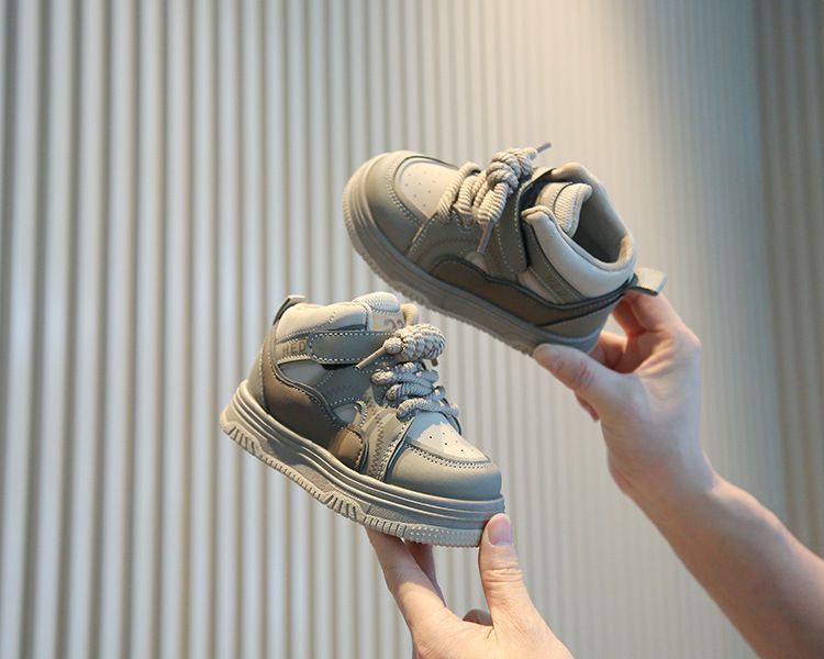 New Boys' Casual Board Shoes High Top Girls' Bread Shoes Soft Soled Baby Shoes_voghion.com