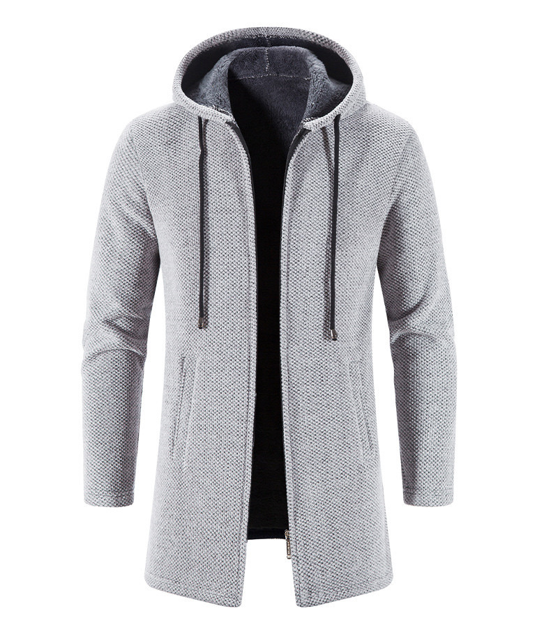 Herren Herbst und Winter Warm Neue Strickjacke Mode Lässig Reißverschluss Mit Kapuze Verdickte Mittellange Strickjacke Mantel_voghion.com