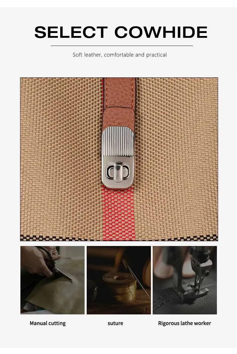 Nuova borsa a tracolla da donna in tela abbinata a pelle di mucca, borsa a secchiello alla moda con motivo scozzese_voghion.com