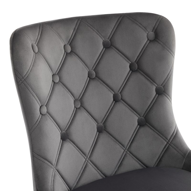 6er Set Samt Esszimmerstühle Mit Metallbeinen, Dunkelgrau_voghion.com