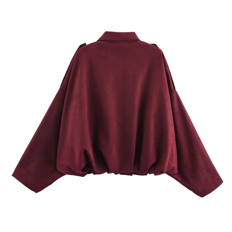 Women's Clothing Fashion Bomber Jacket With Batwing Sleeves - Stylish Zip-Up Casual Top For Spring (Multiple Colors & Sizes)_voghion.com