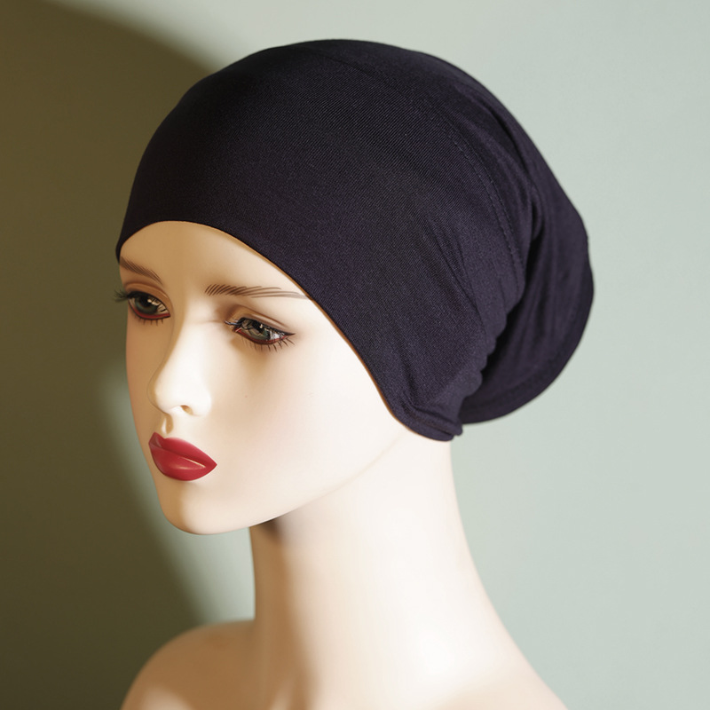 Gorro musulmán de algodón puro de color liso, con base de algodón mercerizado, elástico y transpirable_voghion.com