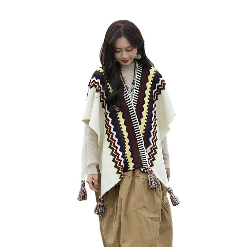 Summer Shawl For Air-conditioned Room, Tassel Travel Shawl, Ethnic Style Shawl With Dress, Women's Accessories 2025 New_voghion.com