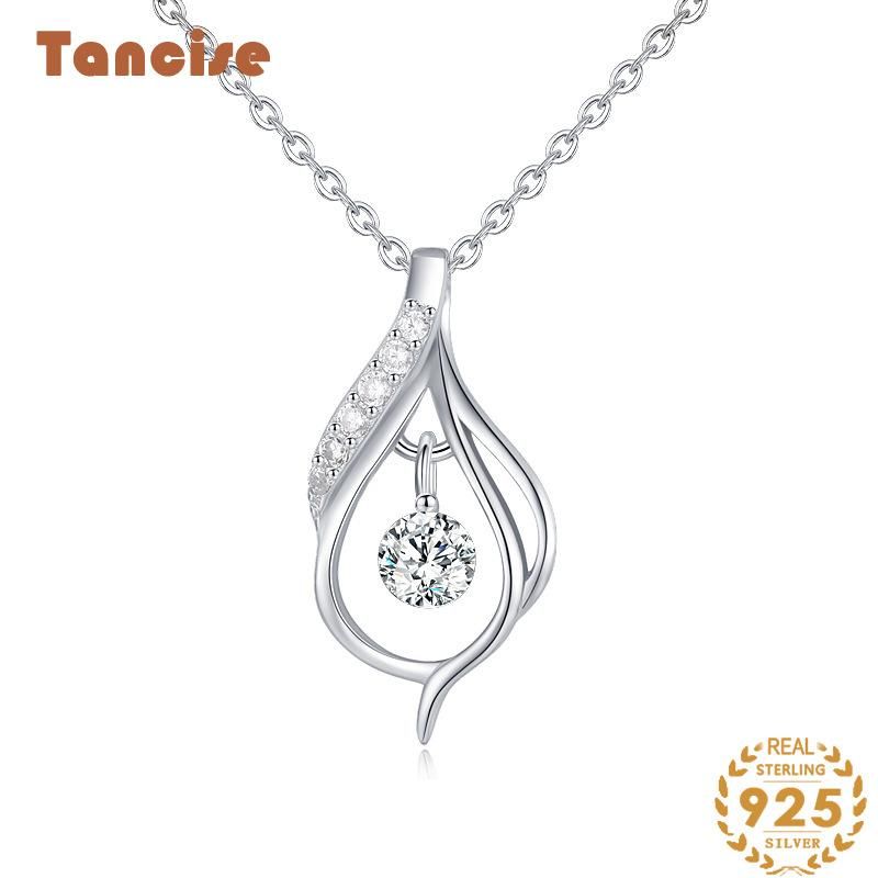 Tancise S925 Sterling Silber Klassische Romantische Anhänger Halskette Damen Ein Karat Temperament Vielseitige Halskette_voghion.com