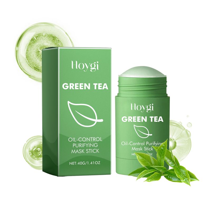 Hoygi Green Tea Cleansing Mask Stick, Face Cleanser Close Mouth Soft And Smooth Skin Moisturizing Pores Solid Mask Stick_voghion.com