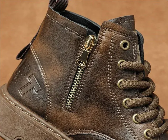 Knöchellange kurze Schaftschuhe für Herren, braune Booties, schwarze Herrenstiefel, Y2k-Angebot im Angebot, Retro, günstig, trendig, 2025, neue Angebote_voghion.com