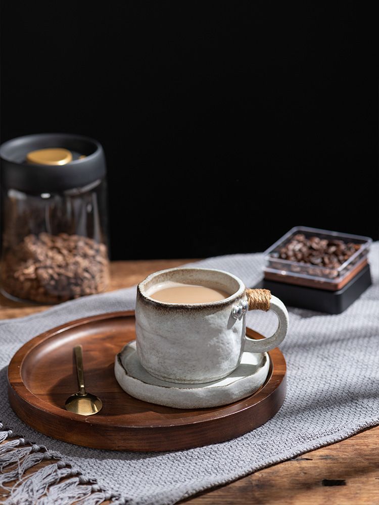 Homestead Silent Wind durva kerámia kávéscsésze és tányérkészlet Vintage kerámia csésze, bögre, házi készítésű régi délutáni teáscsésze_voghion.com