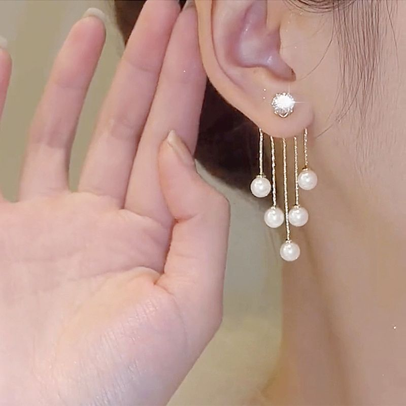 Yamaler 1 Paar baumelnde Perlen Quasten Schmuck Ohrstecker für Hochzeit_voghion.com
