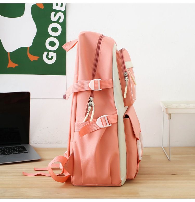 Borse da donna Zaino scolastico da cinque pezzi per ragazze, versione in stile foresta, per studenti delle scuole medie, zaino in tessuto, zaino da scuola, nuovo zaino_voghion.com