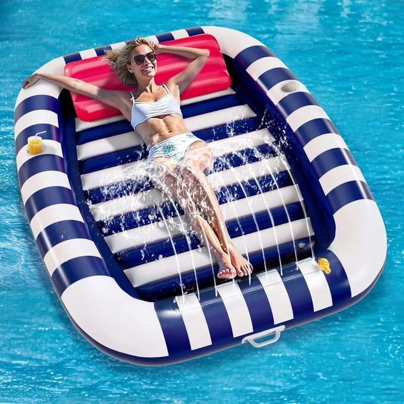 Aufblasbares Sonnenbecken, Schwimmbecken für Erwachsene, Bräunungsschwimmende Reihe, Rasenspray, Wasserbett, tragbares Doppel-Sonnenliegebett aus PVC_voghion.com