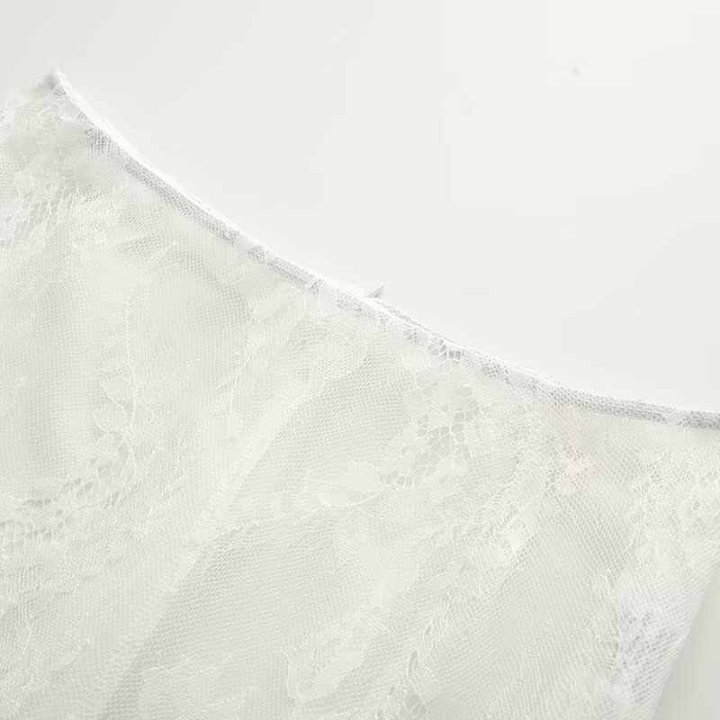 Roupas femininas elegantes, conjunto de saia longa de renda e cintura alta - top curto com ombros de fora e vestido longo fluido, conjunto de duas peças, corte slim formal/festa_voghion.com