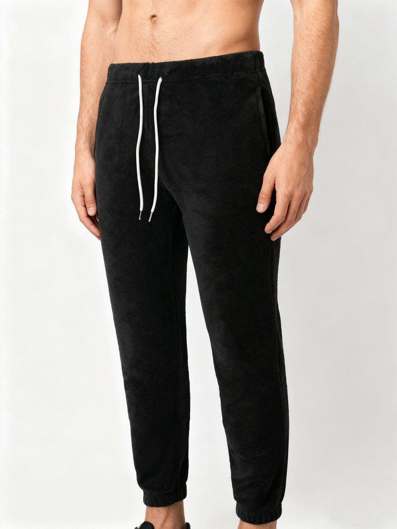 Men’s Athletic Casual Trousers – Lightweight Polyester Running Pants For Gym & Streetwear (Black/Gray, Relaxed Fit_voghion.com