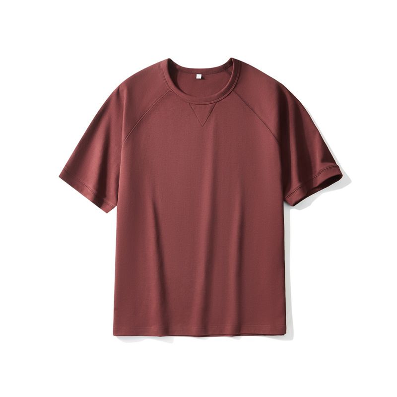 2025d Dengjue New Live Twill, T-shirt da uomo a maniche corte, in cotone bifacciale, color cachi, raglan_voghion.com
