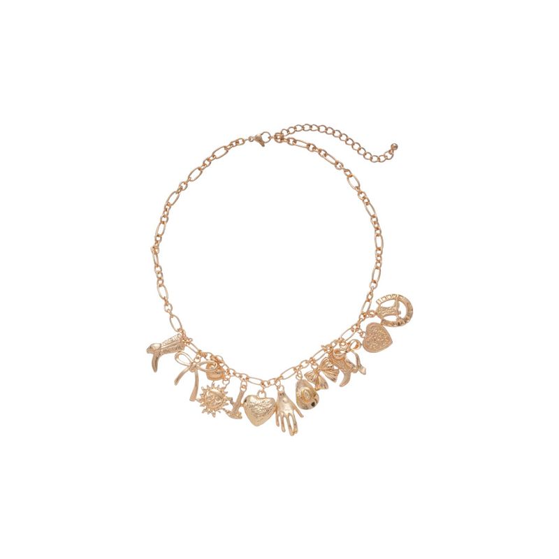 Collana con ciondolo a forma di cuore con nappa a forma di luna, stile alla moda in metallo, catena per clavicola, gioielleria semplice e di nicchia._voghion.com