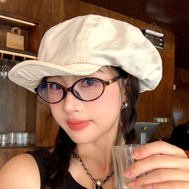 RenMou Beret Children Literary Painter Big Head Circumference Small Face Versatile Cloud Octagonal Hat Female Exclusive Supply_voghion.com