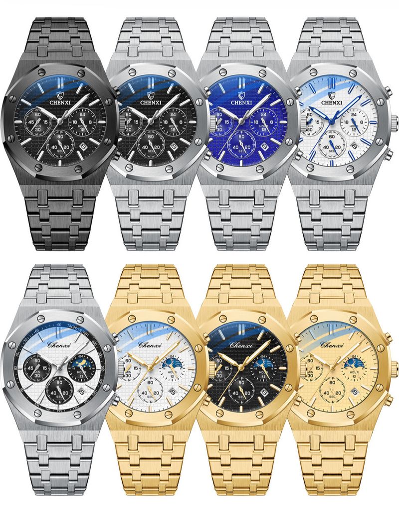 Orologio da uomo sportivo multifunzionale con cinturino in acciaio e calendario al quarzo, impermeabile, regalo giornaliero per compleanno, anniversario, San Valentino_voghion.com