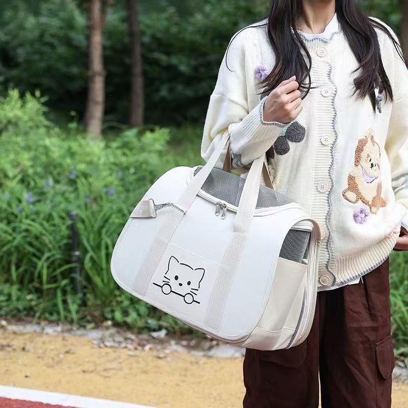 Bolsa de transporte para gatos plegable de un solo hombro, de gran capacidad, para exteriores, para mascotas_voghion.com