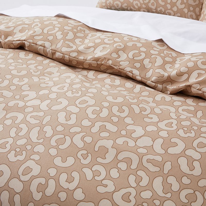 Luxe dubbelzijdig bedrukt dekbedovertrek in luipaardkaki, dekbedovertrek, driedelige set van zacht polyester - gefreesde fluwelen textuur_voghion.com