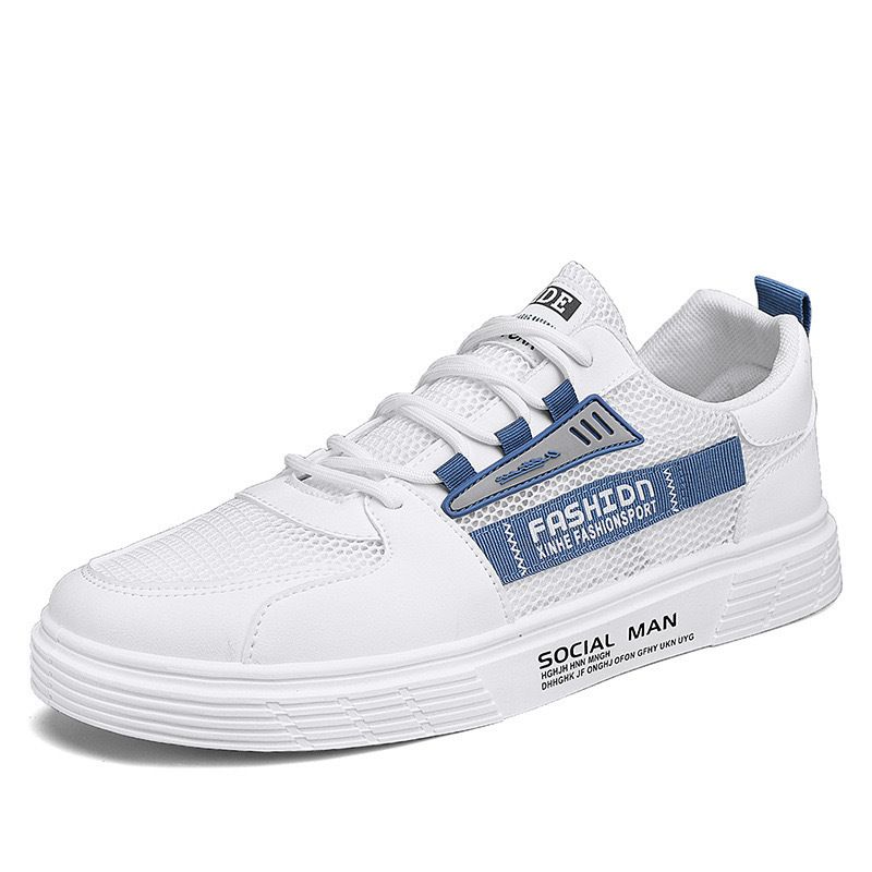 Scarpe da uomo estive nuove e traspiranti in maglia cava per studenti maschi, versatili, in tessuto bianco, casual, per uomo_voghion.com