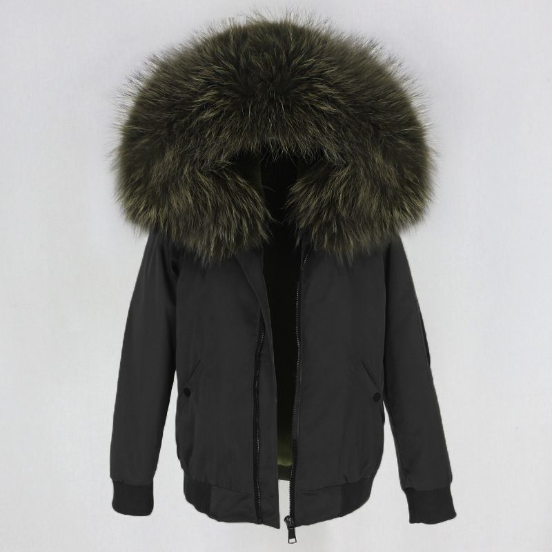 Abbigliamento donna nuovo parka con fodera in pelliccia artificiale ispessita, giacca con collo in pelliccia di volpe vera staccabile, cappotto di pelliccia_voghion.com