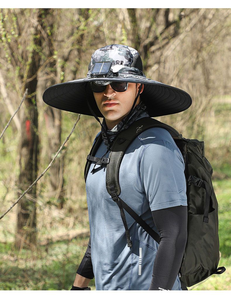 Dual-Fan Solar-Powered Cooling Hat With Adjustable 3-Speed & Wide Brim - UPF50+ Sun Protection For Outdoor Activities_voghion.com