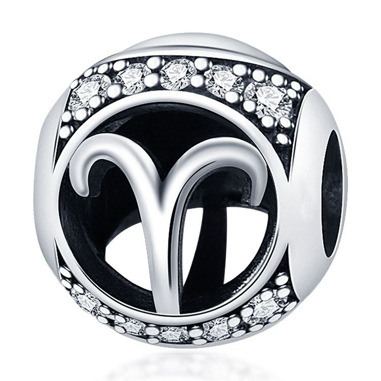 Pingente de prata banhado a cobre branco para mulheres, pulseira com pingente de doze constelações, acessórios de joalheria faça você mesmo, pulseira e colar_voghion.com