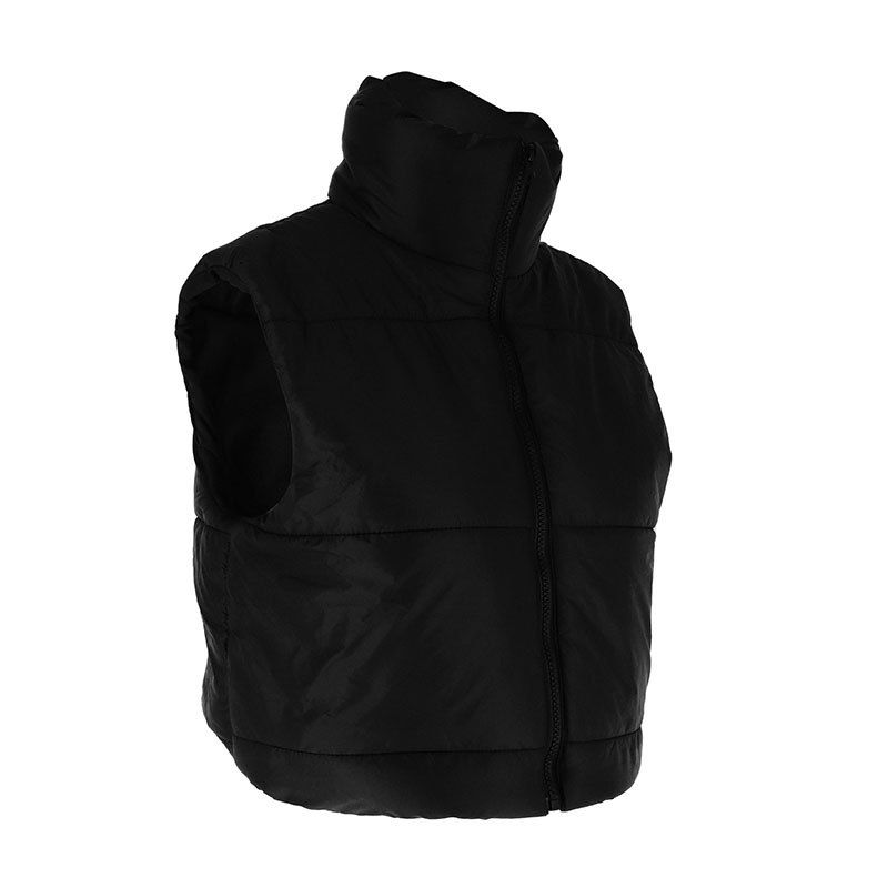 Gilet trapuntato da donna con collo alto, giacca imbottita senza maniche per autunno inverno, moda streetwear in bianco, nero, grigio_voghion.com