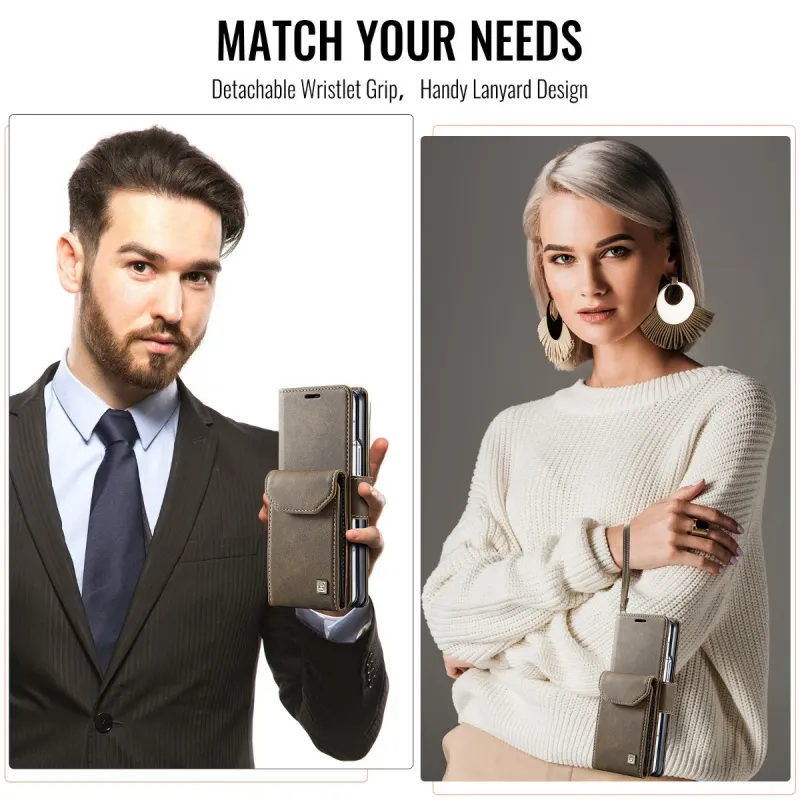 Custodia per telefono con portafoglio per Samsung Galaxy Z Fold 6 5 Fold6 Fold5 5G con blocco RFID, porta carte di credito, custodia in pelle PU_voghion.com
