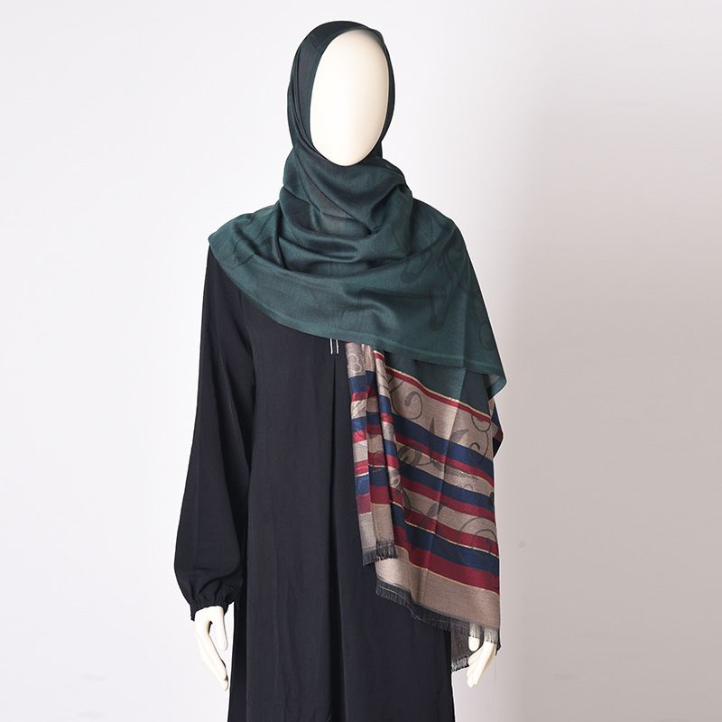 Striped Gauze Ethnic, Hijab, Multifunctional Sunscreen, Silk Scarf, Generous Towel, Women's_voghion.com