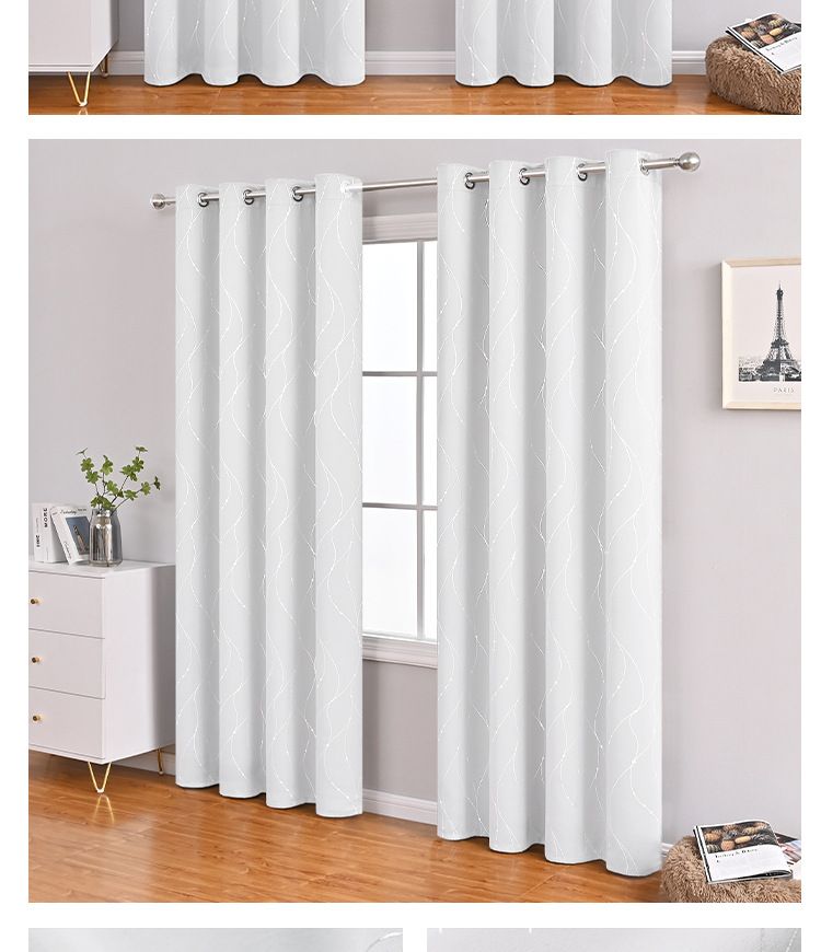 Rideaux occultants Silver Precision - Isolation thermique et protection UV pour chambre et salon (motif perforé, 100 % occultant)_voghion.com