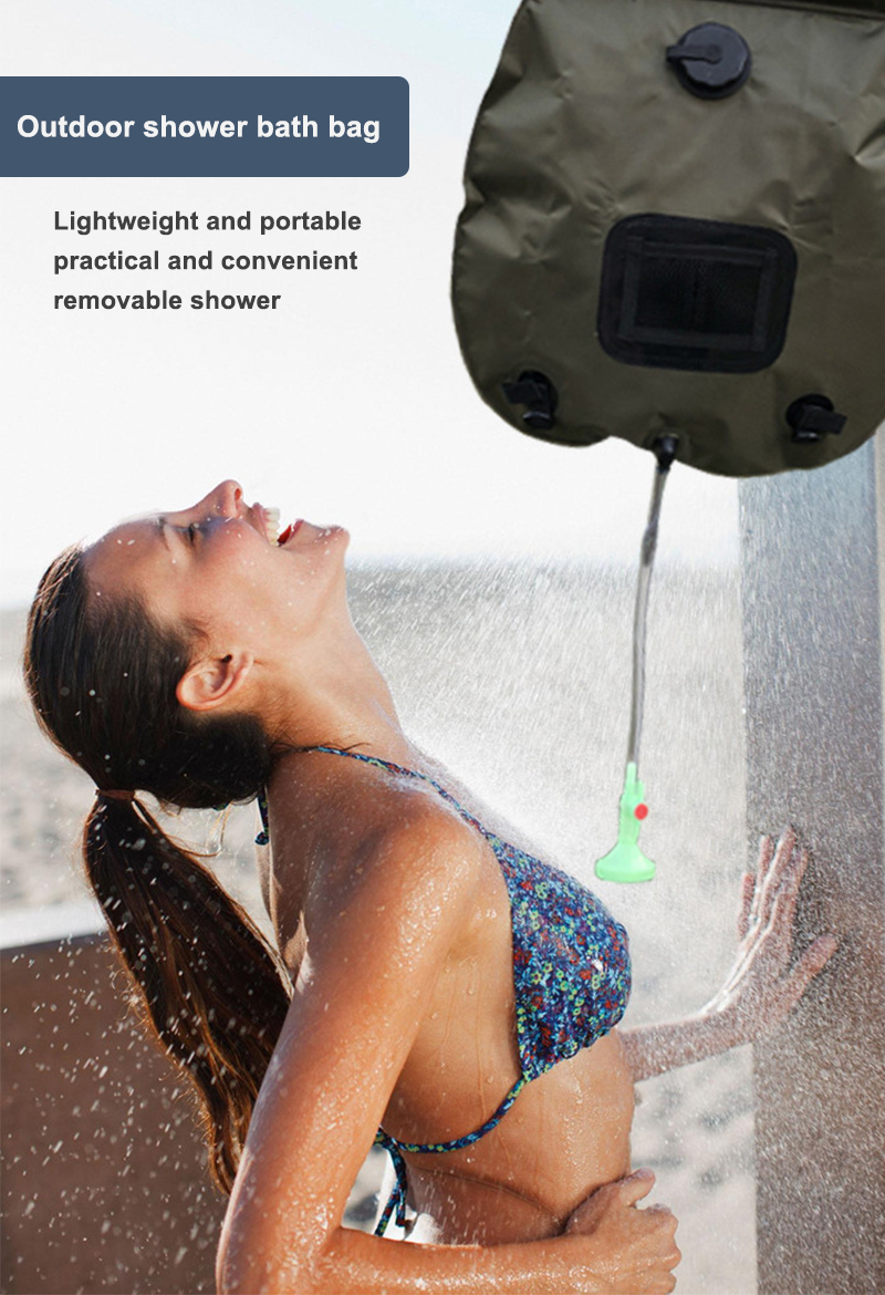 Camping Faltbare tragbare Duschtasche Große Kapazität Badewassertasche Waschwasser-Aufbewahrungstasche Solarthermometer Wasseraufbewahrungstasche_voghion.com