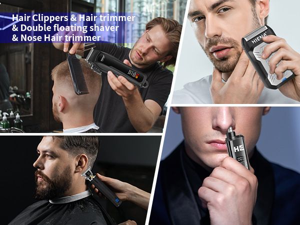 Set tagliacapelli e rifinitore professionale 2 in 1: tagliacapelli elettrico ricaricabile senza fili per uomini e adulti (lame in acciaio inossidabile, motore silenzioso)_voghion.com