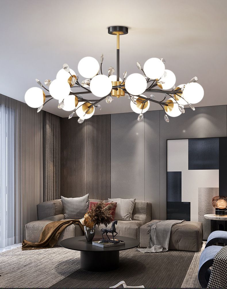 Lampadario nordico per soggiorno, luce di lusso, moderno, semplice, lampada di cristallo a petalo, Internet, celebrità, fagiolo magico molecolare_voghion.com