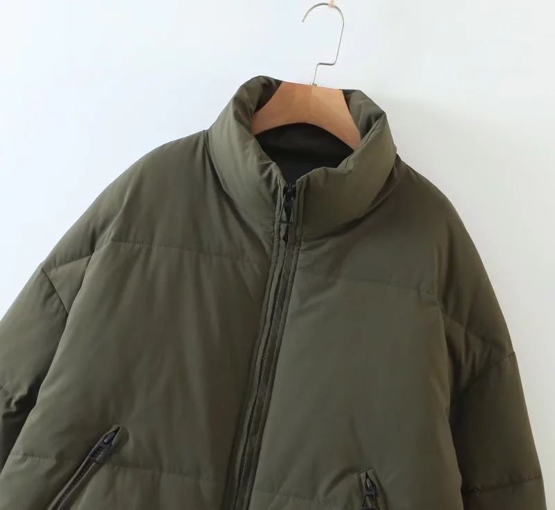 Women's clothing Women's cotton coat new stand-up collar zipper pocket thickened warm cotton coat 8AS2305A_voghion.com