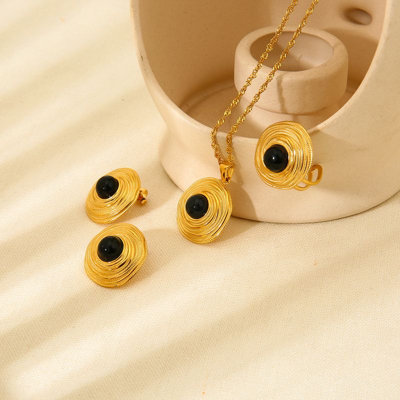 Auge des Horus Halskette Ring Ohrringe Set vergoldet Edelstahl übertrieben Zubehör_voghion.com