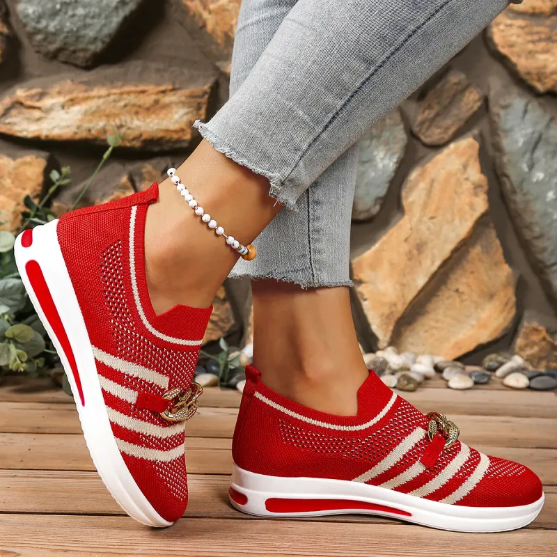 Nuova scarpa singola grande con tacco a spillo in catena di metallo, suola spessa, traspirante e leggera, in rete, per scarpe casual da donna_voghion.com