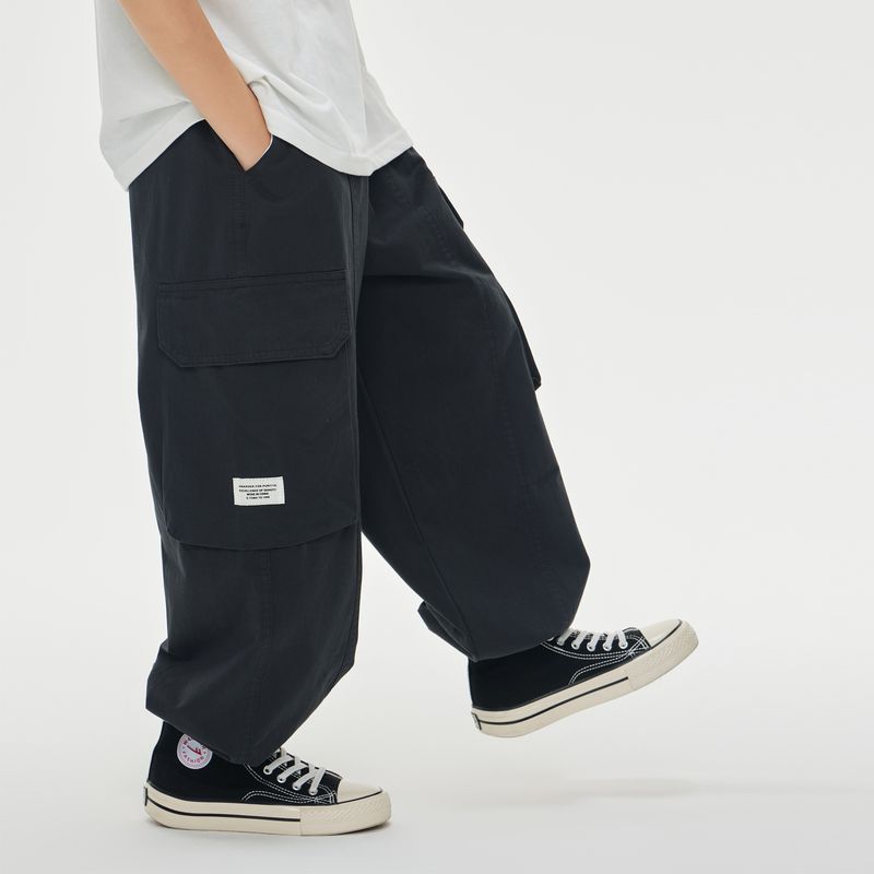 Kinderkleidung Buchstaben bedruckte Freizeithose mittlerer und großer Overall_voghion.com