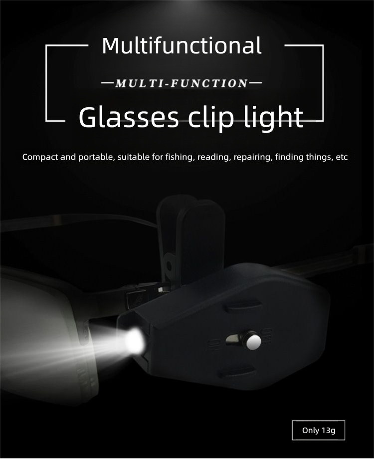 Mini LED Flashlight Lighting Outdoor Fishing Hiking Reading Clip-on Glasses Small Light_voghion.com