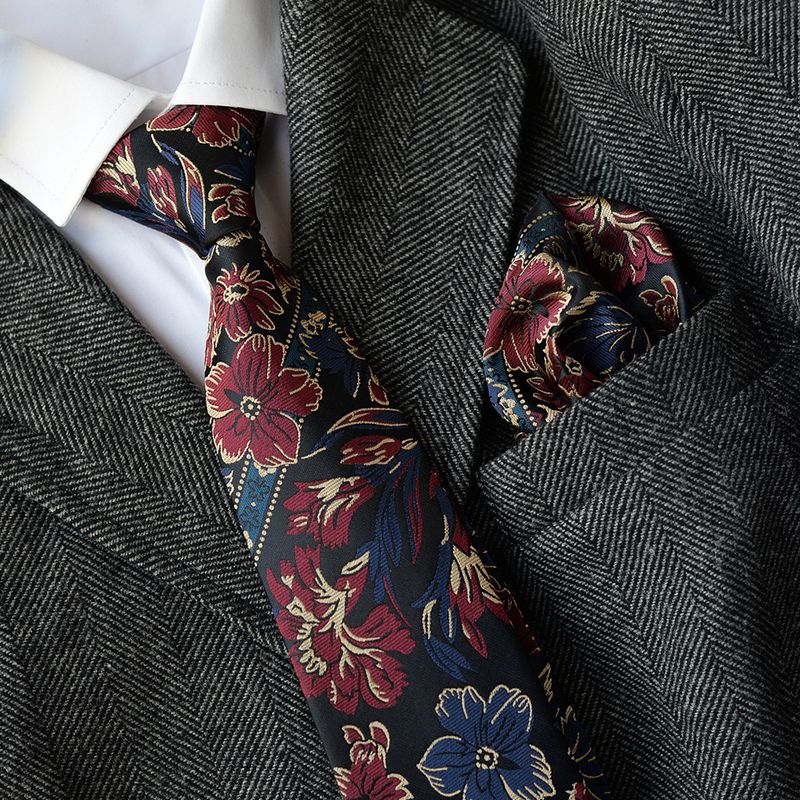 Set di cinturini floreali da 8 cm, accessori per camicia e abito, cravatta facile da tirare, fazzoletto da taschino_voghion.com