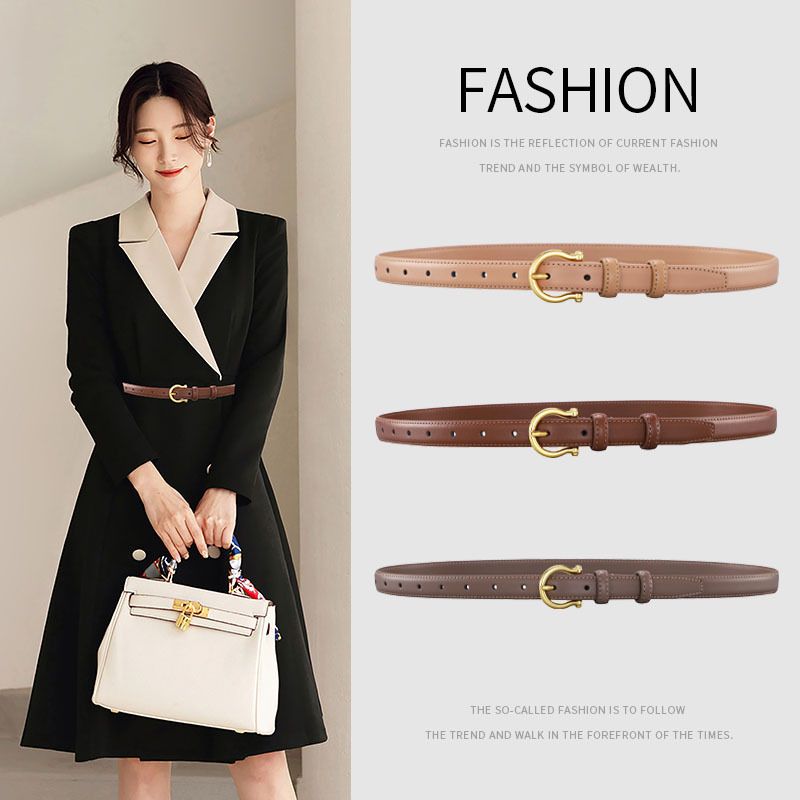 Damengürtel mit Nadelschnalle, reines Rindsleder, vielseitig einsetzbar, lässig, Anzugkleid, Jeansgürtel_voghion.com