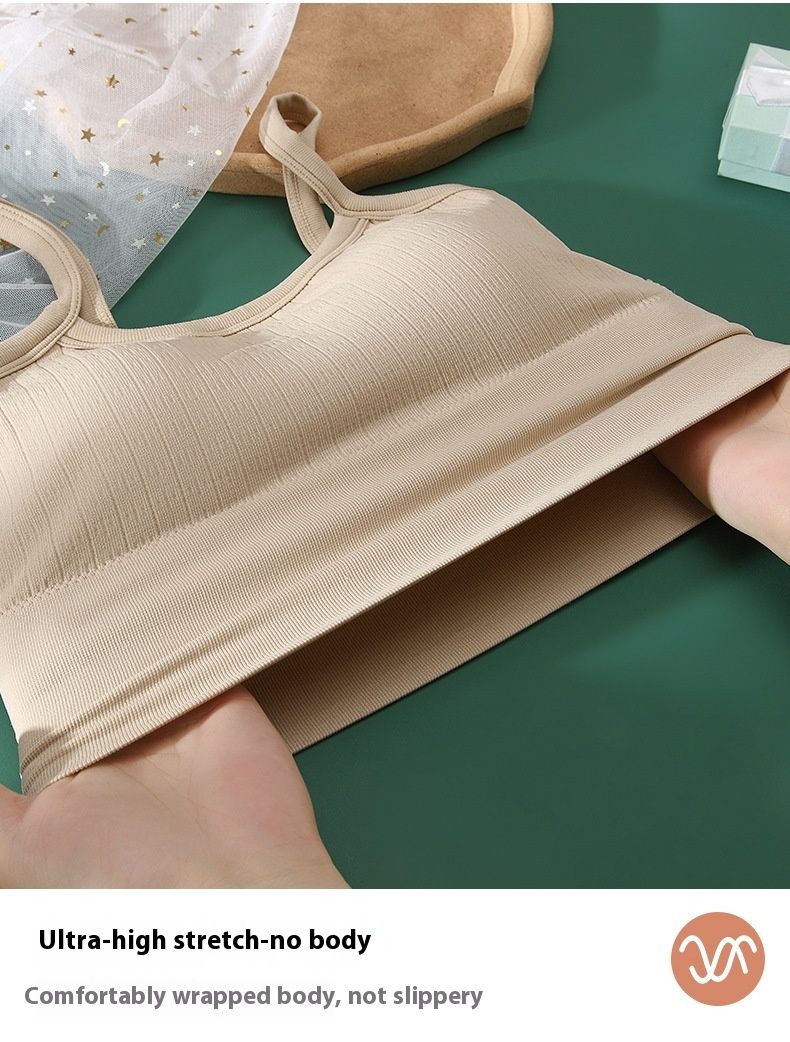Espalda de amoníaco color piel sin costuras, envoltura de pecho, deportivo sin tirantes, chicas sin marcas, antideslumbrante, base transpirable, camisola_voghion.com