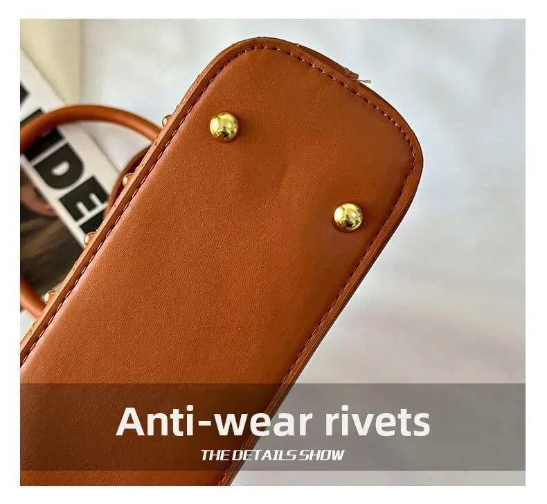 Fashion Designer Shell Bags For Women Elegant Rivet Handbag Versatile Large Capacity Shoulder Crossbody Bag_voghion.com