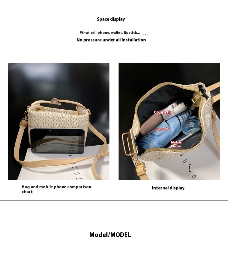 2024 Nieuwe lente/zomer kleine tas voor dames Trendy Koreaanse editie Veelzijdige crossbody tas Eenvoudige en frisse handtas met één schouder van grasweefsel_voghion.com