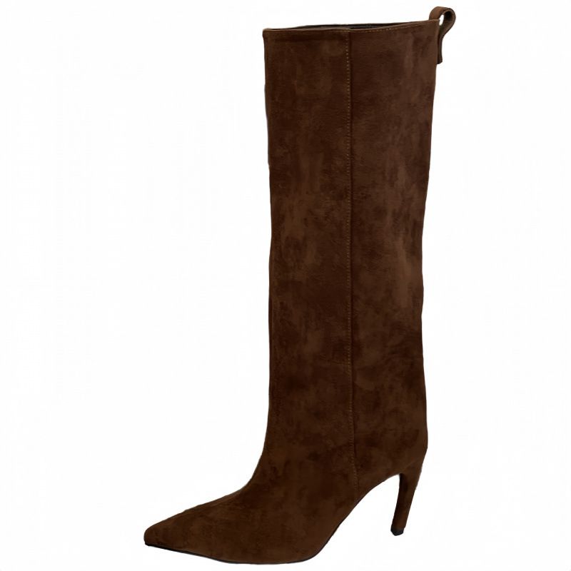 Mode Spitzschuh Schlicht Elegant Einfarbig Gerade 2025 Neue Vielseitige High Heel Stiefel Für Frauen_voghion.com