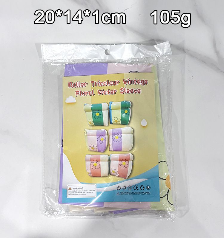 Kids Swimming Arm Floaties - Eco-Friendly Thickened PVC Inflatable Sleeves For Beginners (Striped Flower Design Pool & Water Play Safety)_voghion.com