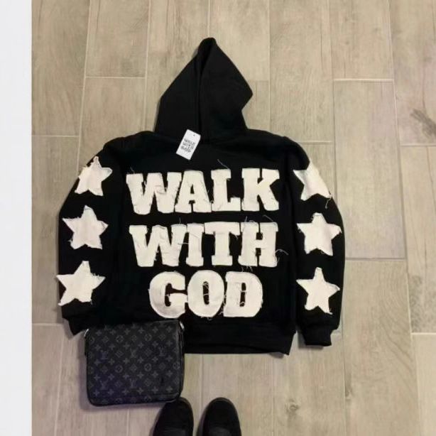 Felpa con cappuccio ricamata in stile gotico hip hop da strada per bambini alla moda_voghion.com