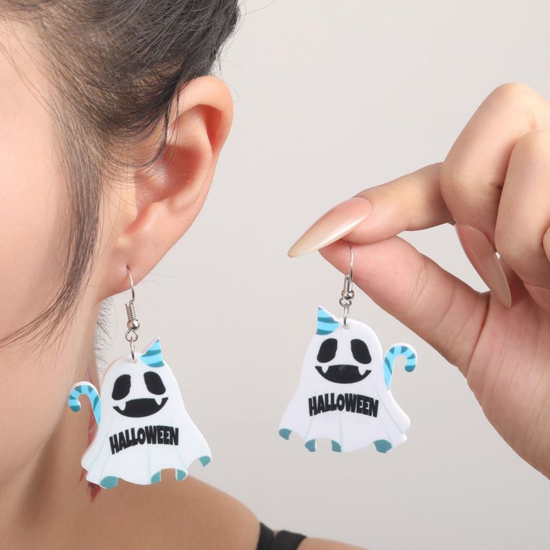 Nuovi orecchini a forma di demone fantasma di Halloween personalizzati in acrilico, completamente ecologici e completamente gestiti._voghion.com