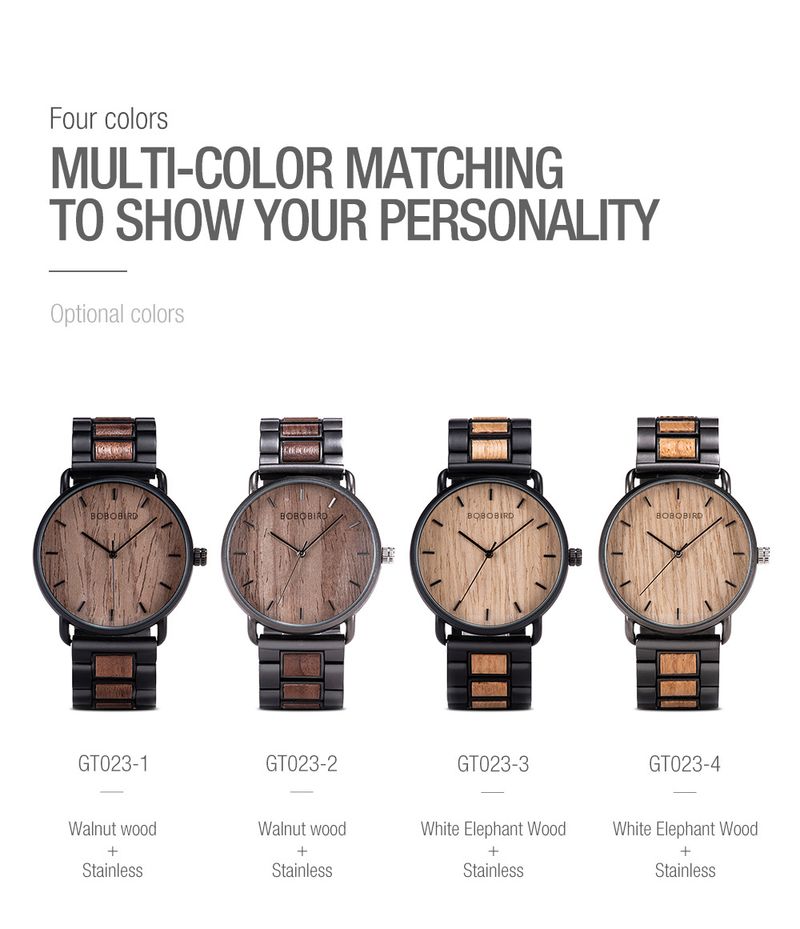 BOBO BIRD Lässige, einfache Holzuhr Herren Vollautomatische Mechanische Uhr Stahl- und Holzuhr Fabrikuhr_voghion.com