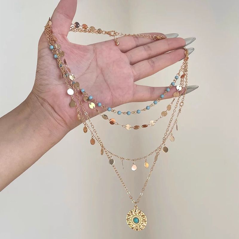 Sequin Tassel Round Multi-layer Light High-end Clavicle Chain Fashionable Versatile Necklace_voghion.com