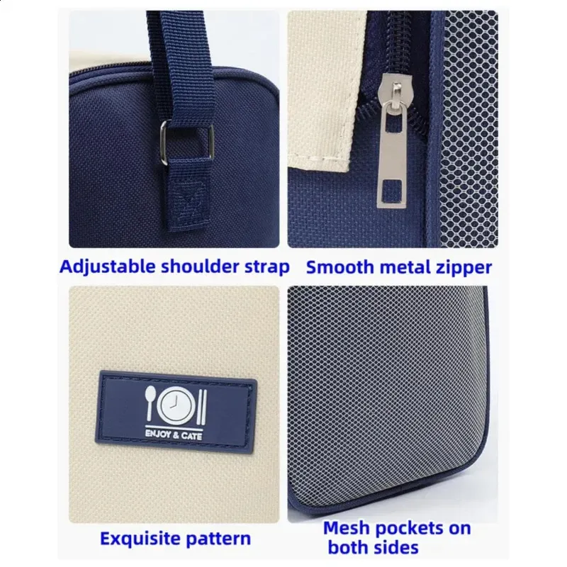 Borsa termica per il pranzo Bento in alluminio, con tracolla, per riso e ghiaccio, portatile, per picnic, conservazione degli alimenti, 250318l_voghion.com